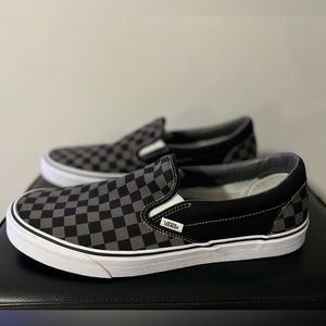 VANS size 14 slip ons for men black and gray checkered